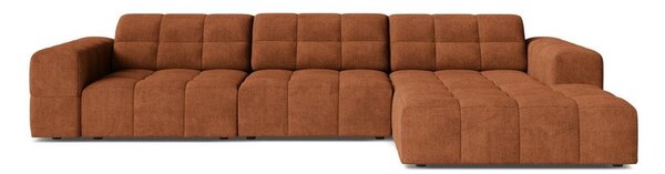 Žinylková rohová pohovka v terakotové barvě (pravý roh/s lenoškou) Chicago – Cosmopolitan Design
