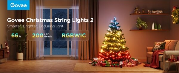 Govee - LED RGBICW Venkovní vánoční řetěz 2700-6500K 20m Wi-Fi Matter IP66