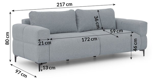 Šedomodrá pohovka 217 cm Helio – Ropez