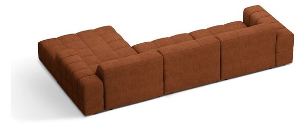 Žinylková rohová pohovka v terakotové barvě (pravý roh/s lenoškou) Chicago – Cosmopolitan Design