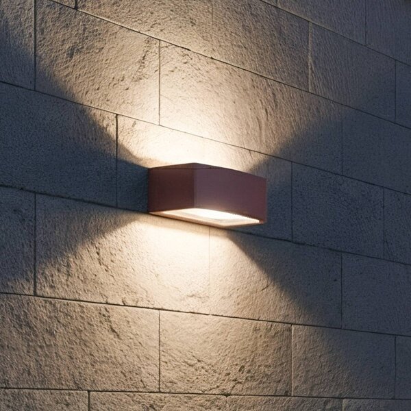 IDEAL LUX Ideal Lux venkovní nástěnné svítidlo Andromeda káva, šířka 22 cm, hliník, stmívatelný, Hnědá / rez, Koupelna, Hliník, Moderní, Nástěnné bodové svítidlo