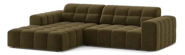 Khaki sametová rohová pohovka (levý roh/s lenoškou) Chicago – Cosmopolitan Design