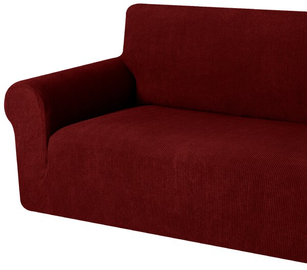 Elastický žakárový potah na dvoumístnou pohovku BestBerg / vínová