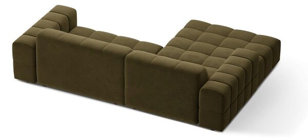 Khaki sametová rohová pohovka (levý roh/s lenoškou) Chicago – Cosmopolitan Design
