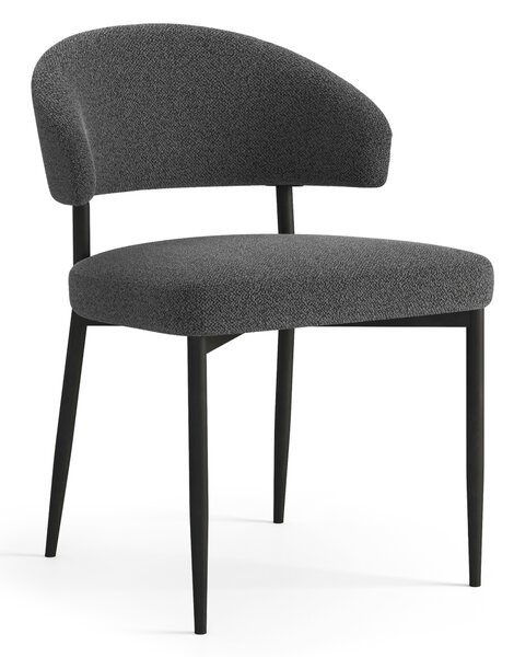 MAZZONI EXPORT IRIS Antracit [Tmavě Šedá] (látka Monza 130) - MODERNÍ ČALOUNĚNÁ ŽIDLE BOUCLÉ DO OBÝVACÍHO POKOJE/JÍDELNY LOFT