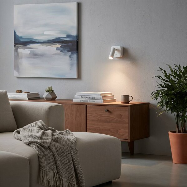 IDEAL LUX Ideal Lux LED nástěnné bodové svítidlo Bean, bílé, šířka 7 cm, kov, Bílá / opál, Obývací pokoj / jídelna, kov, Moderní