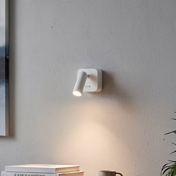 IDEAL LUX Ideal Lux LED nástěnné bodové svítidlo Bean, bílé, šířka 7 cm, kov, Bílá / opál, Obývací pokoj / jídelna, kov, Moderní