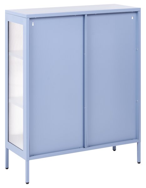Skleněná vitrína HARLYN 90 cm Kov Modrá