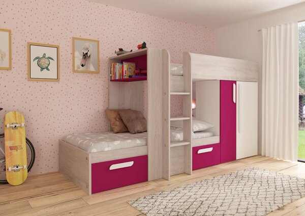 Patrová postel s prostorem růžová Bo1 - fuchsia limited