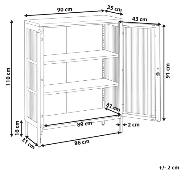 Skleněná vitrína HARLYN 90 cm Kov Broskvová