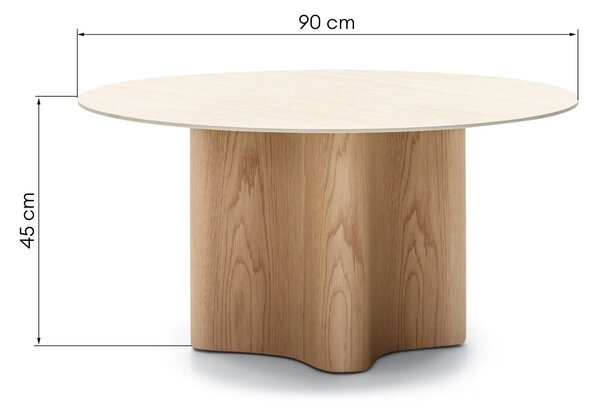Hector Konferenční stolek Alesund 90 cm travertin/dub přírodní