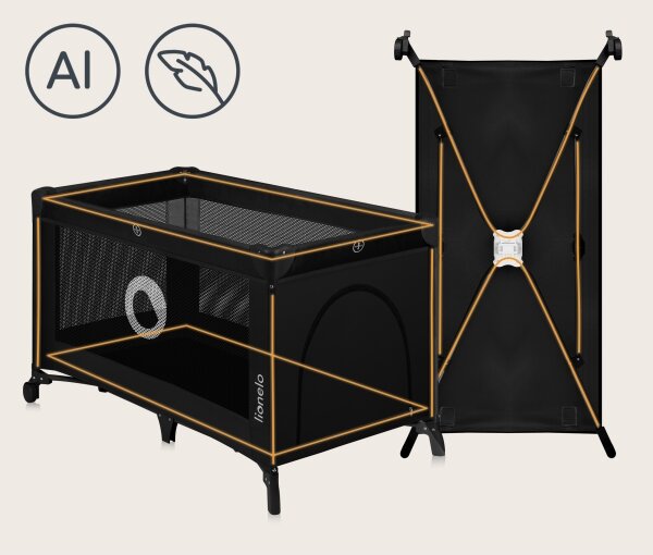 Lionelo - Cestovní postýlka STEFI Black Carbon
