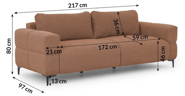 Pohovka v terakotové barvě 217 cm Helio – Ropez