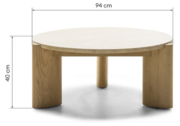 Hector Konferenční stolek Medley 90 cm z masivu travertin/jasan