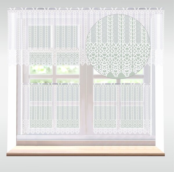 Záclona macramé, Irena vitrážka metráž, bílá 40 cm