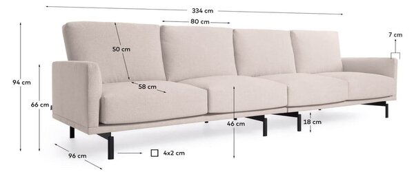 Béžová žinylková pohovka 334 cm Galene – Kave Home