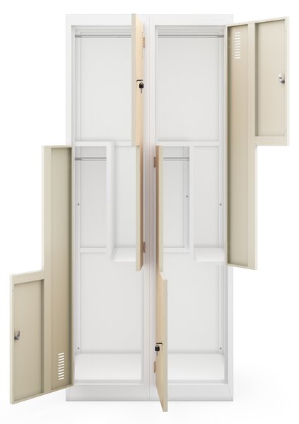 Plechová šatní skříň JULIA, 800 x 1850 x 450 mm, Eco Design: bílá/dub sonoma