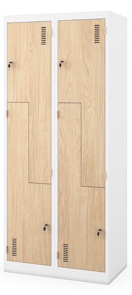 Plechová šatní skříň JULIA, 800 x 1850 x 450 mm, Eco Design: bílá/dub sonoma