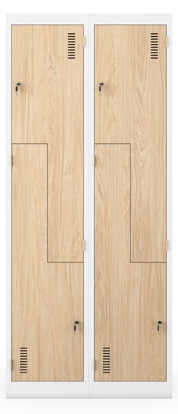 Plechová šatní skříň JULIA, 800 x 1850 x 450 mm, Eco Design: bílá/dub sonoma