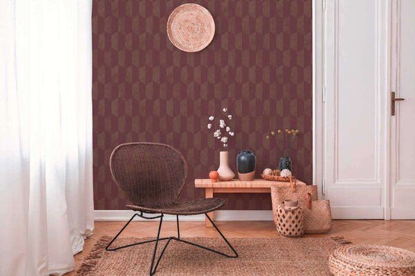A.S. Création | Vliesová tapeta na zeď Geo Effect 38592-5 | 0,53 x 10,05 m | vínová
