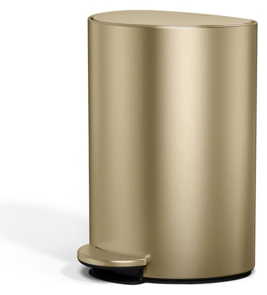 Simplehuman pedálový odpadkový koš 6 L, půlkulatý, matná zlatá ocel, tiché zavírání