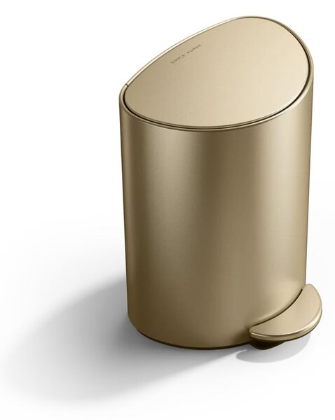 Simplehuman pedálový odpadkový koš 6 L, půlkulatý, matná zlatá ocel, tiché zavírání