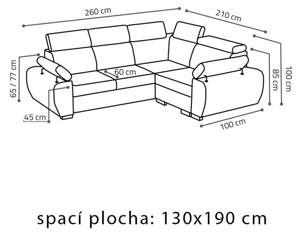 Sedací souprava BASTON | 260x210 cm | rozkládací + úložný prostor | VÝBĚR TKANIN