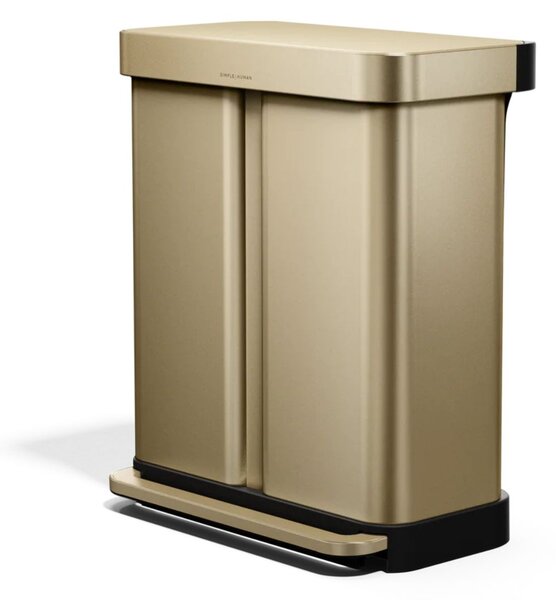 Simplehuman pedálový odpadkový koš na tříděný odpad – 58l (34/24), matná zlatá, FPP
