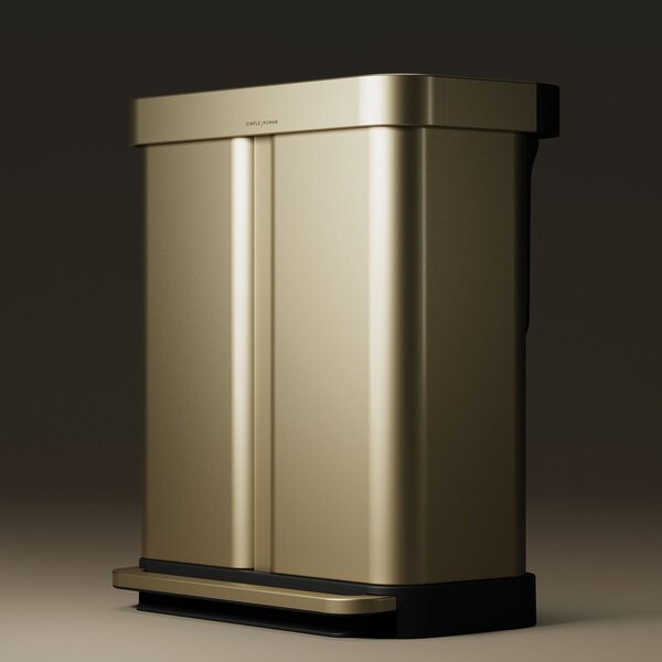 Simplehuman pedálový odpadkový koš na tříděný odpad – 58l (34/24), matná zlatá, FPP