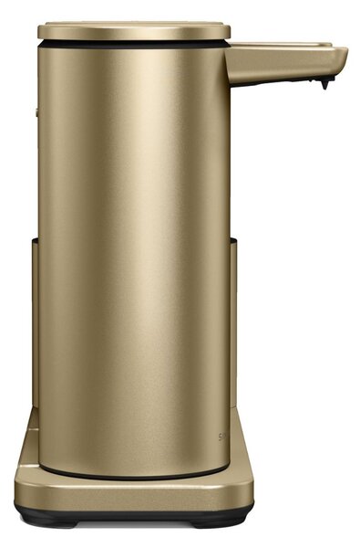 Simplehuman bezdotykový dávkovač, dvojitý, 2x 414 ml + držák na houbičku, matná zlatá ocel