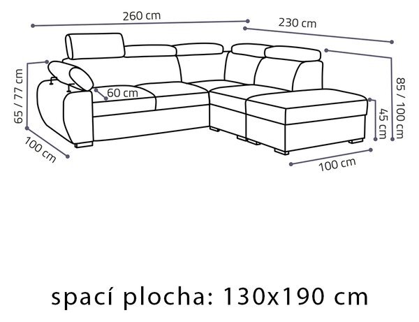 Sedací souprava BASTON | 260x230 cm | rozkládací + úložný prostor | VÝBĚR TKANIN