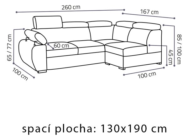 Sedací souprava BASTON | 260x167 cm | rozkládací + úložný prostor | VÝBĚR TKANIN
