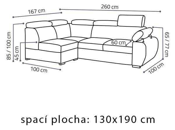 Sedací souprava BASTON | 167x260 cm | rozkládací + úložný prostor | VÝBĚR TKANIN