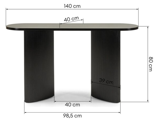 Hector Konzolový stolek Pauline 140 cm černý