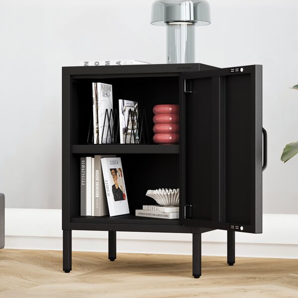 Černý kovový noční stolek MIA Modern 424 x 595 x 400 mm