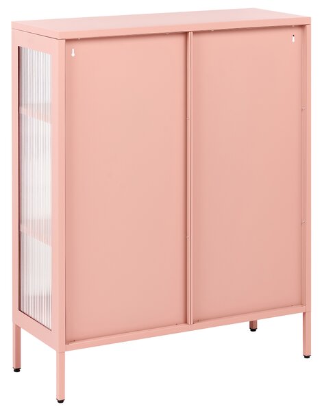 Skleněná vitrína HARLYN 90 cm Kov Broskvová