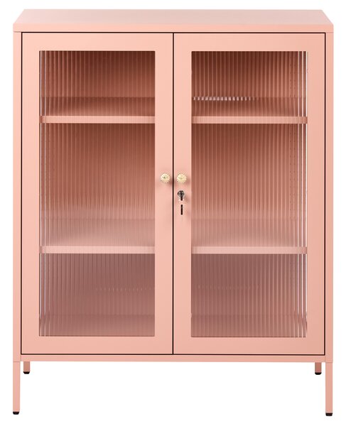 Skleněná vitrína HARLYN 90 cm Kov Broskvová