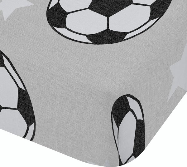 Šedé napínací flanelové dětské prostěradlo na dvoulůžko 135x190 cm Football Stars – Catherine Lansfield