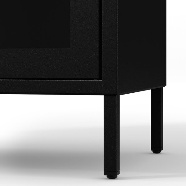 Černá skleněná vitrína do obývacího pokoje z kovu na nožkách LUIGI Modern 500 x 1800 x 350 mm