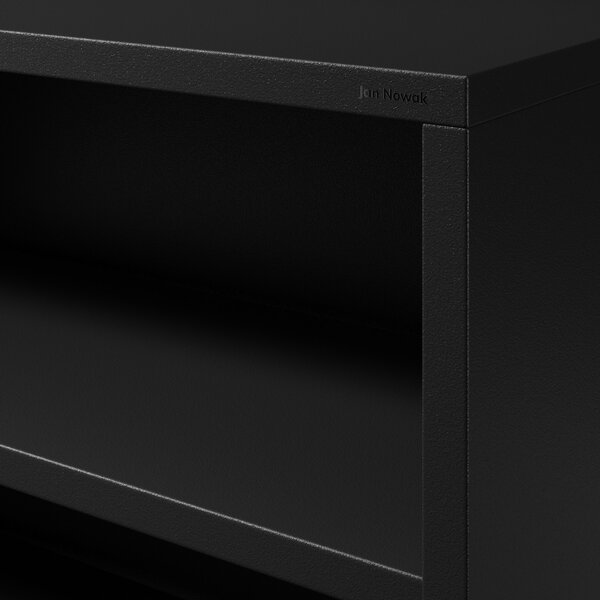 Černý kovový regál s policemi LUCA Modern 1000 x 900 x 350 mm