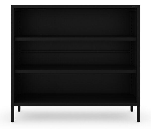 Černý kovový regál s policemi LUCA Modern 1000 x 900 x 350 mm