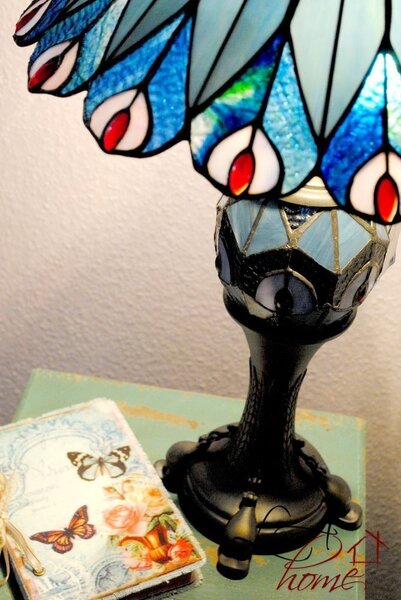 Stolní lampa Tiffany Peacock - Ø 40*68 cm - Clayre & Eef