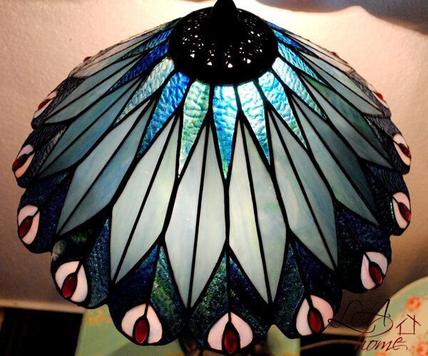 Stolní lampa Tiffany Peacock - Ø 40*68 cm - Clayre & Eef