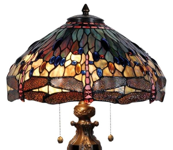 Stolní lampa Tiffany Dark dragonfly - Ø 42*64 cm - Clayre & Eef