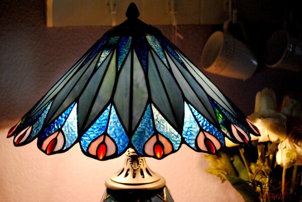 Stolní lampa Tiffany Peacock - Ø 40*68 cm - Clayre & Eef