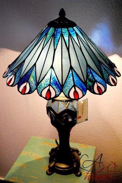 Stolní lampa Tiffany Peacock - Ø 40*68 cm - Clayre & Eef
