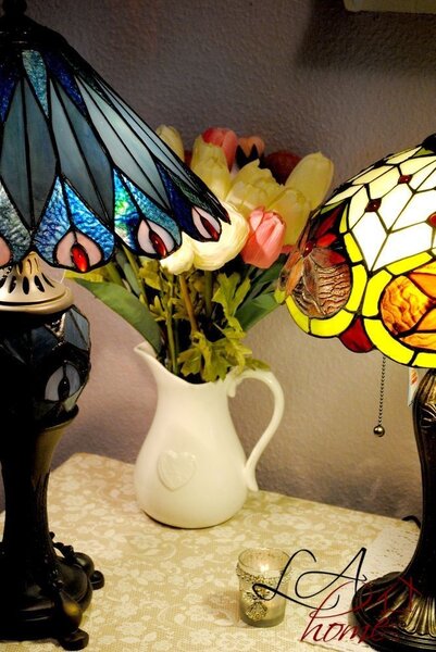 Stolní lampa Tiffany Peacock - Ø 40*68 cm - Clayre & Eef