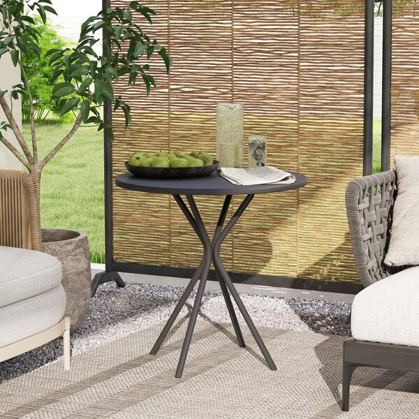 Outsunny Zahradní Stůl Ø60 x 70 cm, Voděodolný Ocelový Balkónový Stůl, Kulatý Jídelní Stůl s Nohy podložkami pro Kempování, Zahradní Stůl pro Terasu