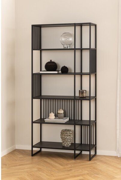 Černá knihovna v dekoru kamene 85x185 cm Strington – Actona