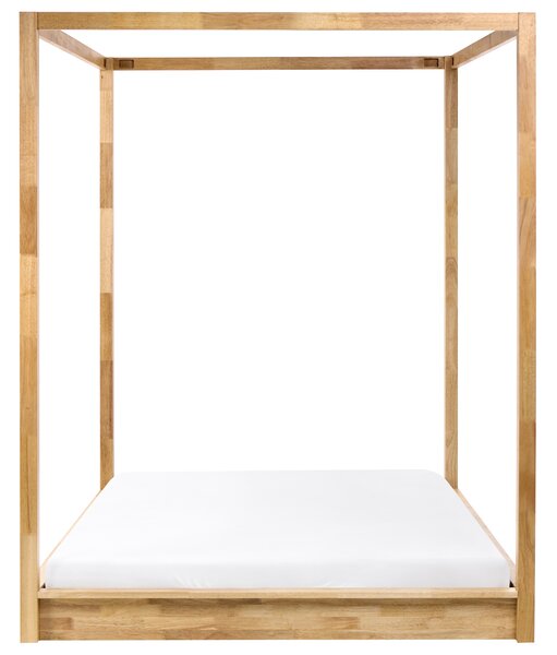 Postel s baldachýnem Dřevo HERLIERE 160 x 200 cm Světle hnědá